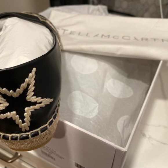 STELLA MCCARTNEY Espadrilles Shoes Selene Star Black Natural Jute Size 8 - Picture 6 of 7